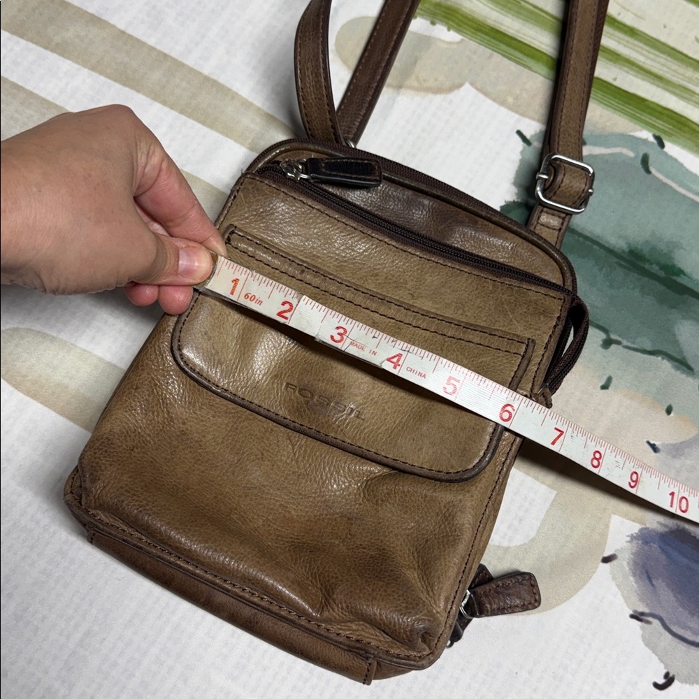 Fossil Brown distressed Leather Crossbody Bag purse - Picture 6 of 9